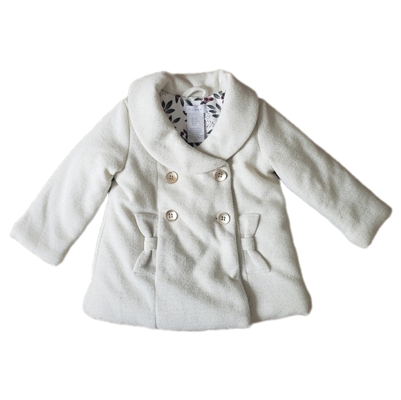 TAHARI Cream W/Gold Thread Detial  Double Breasted Winter Coat 12mon - Picture 1 of 7
